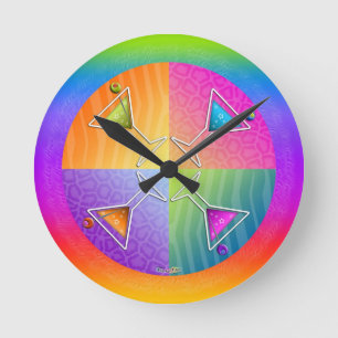 Pop Art MARTINIS Round WALL CLOCK