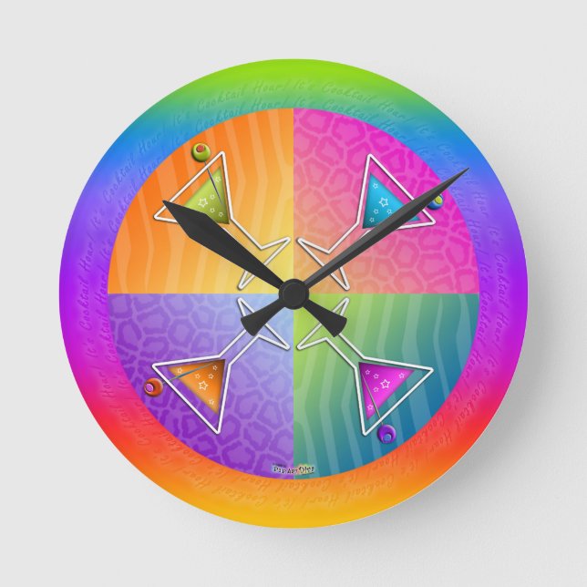 Pop Art MARTINIS Round WALL CLOCK (Front)