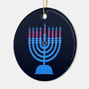 Pop Art Menorah Ceramic Ornament