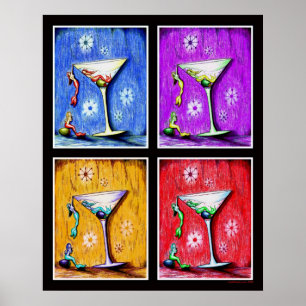 Pop Art Mermaid Martinis Poster