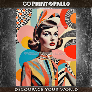 Pop Art Mid Century collage of a fashion woman Tissue Paper