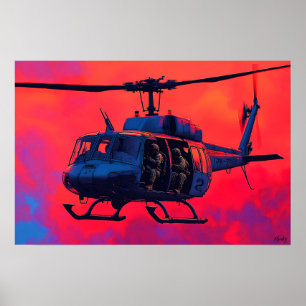 Pop Art Military Helicopter - Aviation Scene  Poster