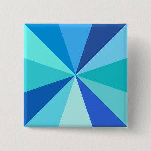 Pop Art Modern 60s Funky Geometric Rays in Blue 2 Inch Square Button