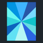 Pop Art Modern 60s Funky Geometric Rays in Blue Poster<br><div class="desc">This hip,  retro 60s-inspired pop art poster design has psychedelic bright orange rays / sunbursts shooting out in a geometric pattern. This funky,  minimalist,  ultra-mod design has twelve rays in varying shades of neon blue. It's groovy,  baby.</div>