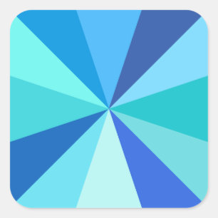 Pop Art Modern 60s Funky Geometric Rays in Blue Square Sticker