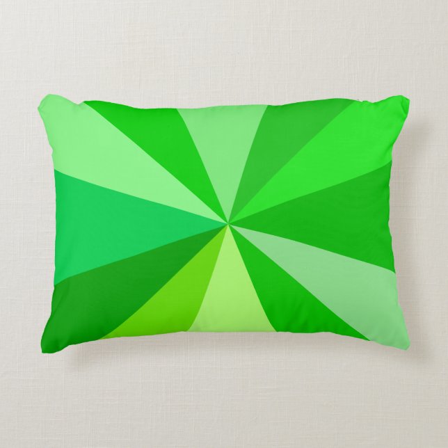 Pop Art Modern 60s Funky Geometric Rays in Green Accent Pillow (Front)
