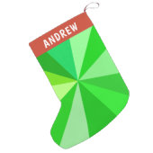Pop Art Modern 60s Funky Geometric Rays in Green Small Christmas Stocking (Back (Hanging))
