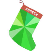 Pop Art Modern 60s Funky Geometric Rays in Green Small Christmas Stocking (Front (Hanging))