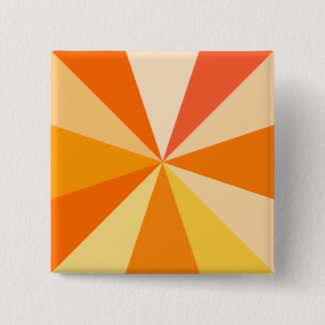 Pop Art Modern 60s Funky Geometric Rays in Orange 2 Inch Square Button (Front)