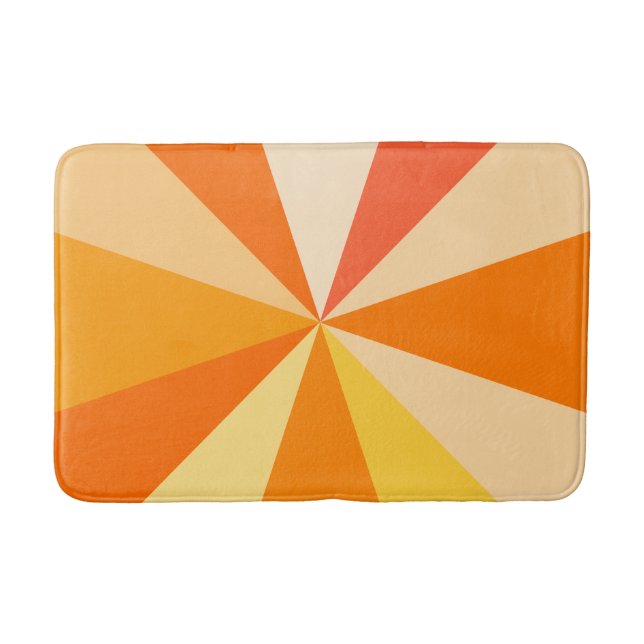 Pop Art Modern 60s Funky Geometric Rays in Orange Bath Mat (Front)