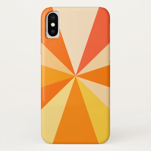 Pop Art Modern 60s Funky Geometric Rays in Orange Case-Mate iPhone Case (Back)
