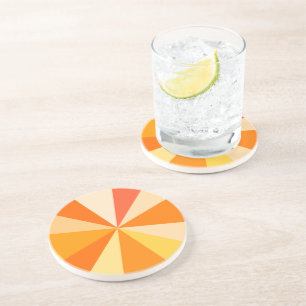 Pop Art Modern 60s Funky Geometric Rays in Orange Coaster