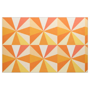 Pop Art Modern 60s Funky Geometric Rays in Orange Fabric