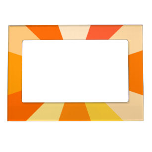 Pop Art Modern 60s Funky Geometric Rays in Orange Magnetic Picture Frame