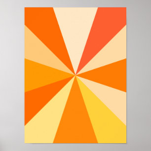 Pop Art Modern 60s Funky Geometric Rays in Orange Poster