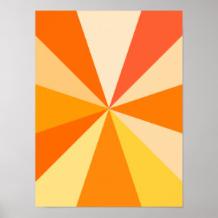 Pop Art Modern 60s Funky Geometric Rays in Orange Poster