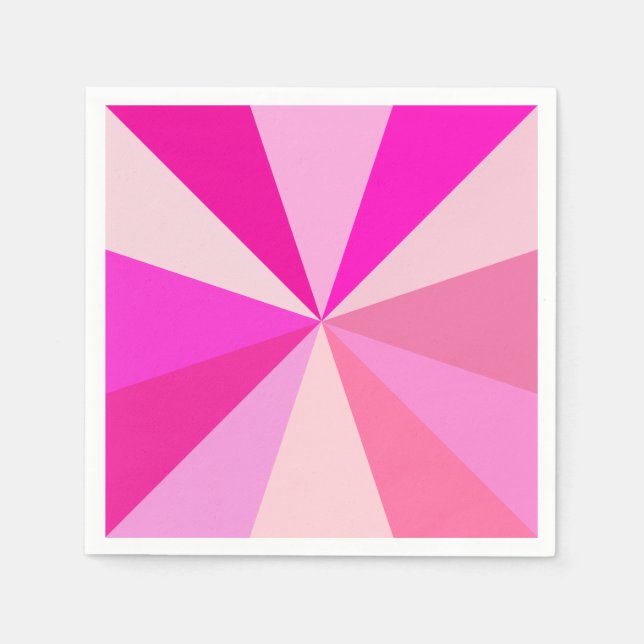 Pop Art Modern 60s Funky Geometric Rays in Pink Napkin (Front)