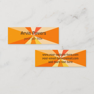 Pop Art Modern Funky 60s Geometric Rays in Orange Mini Business Card