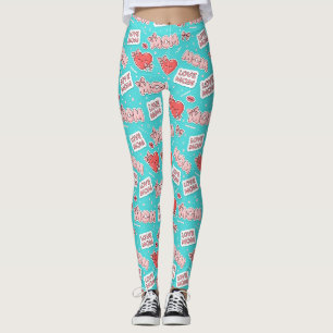 Pop Art MOM Love Pattern in Turquoise Leggings