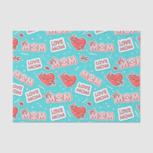 Pop Art MOM Love Pattern in Turquoise Tissue Paper