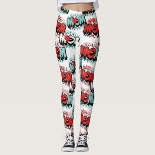 Pop Art MOM Love Pattern in White Leggings