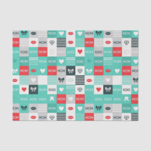Pop Art MOM Love Pattern with Hearts & Bows Tissue Paper