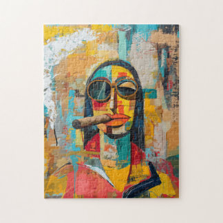 Pop Art Mona Lisa Smoking a Cigar Puzzle