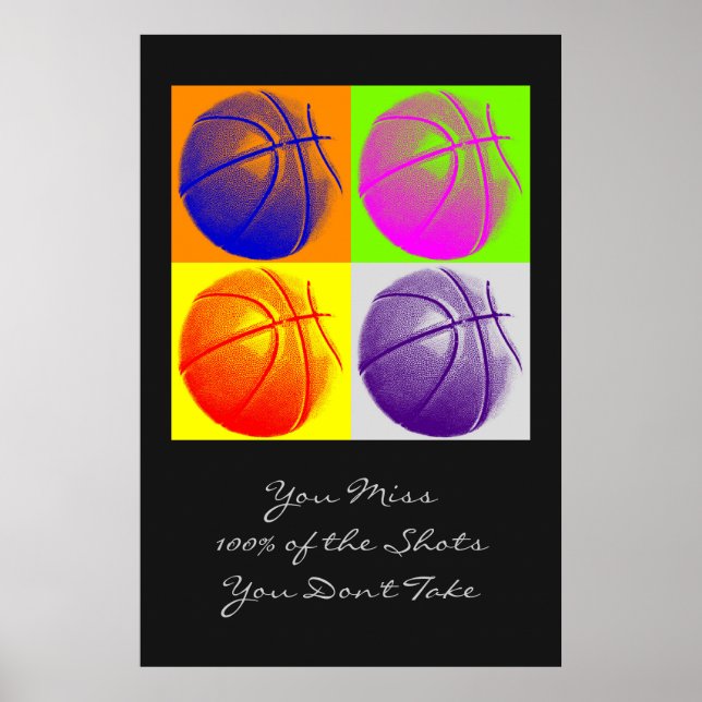Pop Art Motivational Quote Basketball Poster (Front)