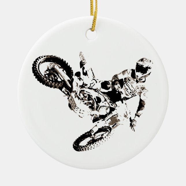 Pop Art Motocross Motorcyle Sport Ceramic Ornament (Front)