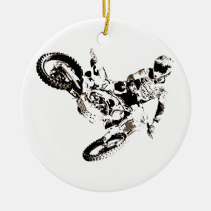 Pop Art Motocross Motorcyle Sport Ceramic Ornament