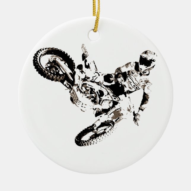 Pop Art Motocross Motorcyle Sport Ceramic Ornament (Front)