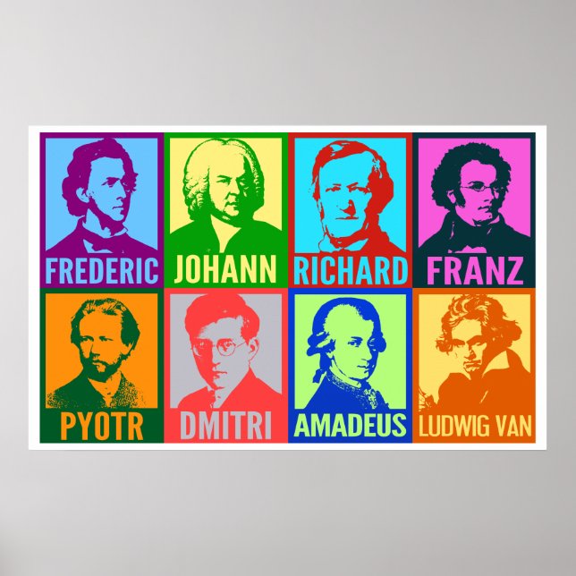 Pop Art Music Composers | Bright Mod Poster (Front)