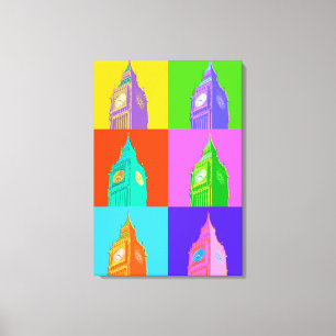 Pop Art Neon Big Ben Canvas Print