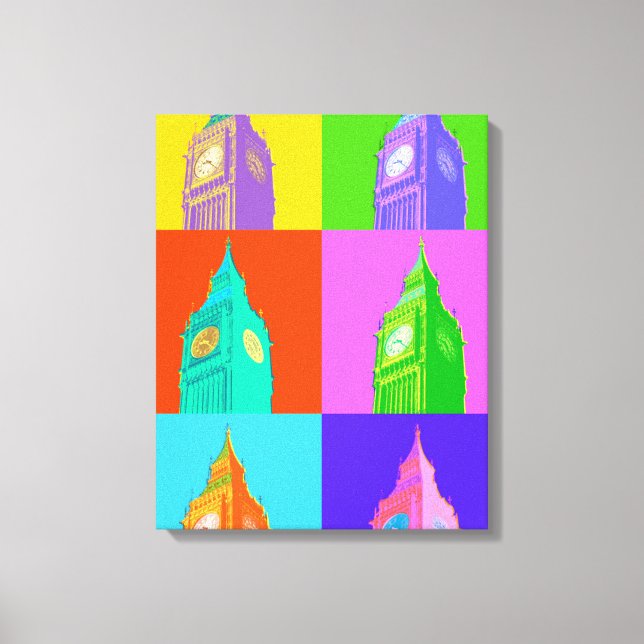 Pop Art Neon Big Ben Canvas Print (Front)