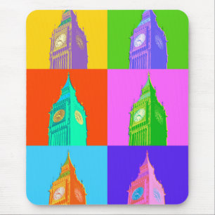 Pop Art Neon Big Ben Mouse Pad