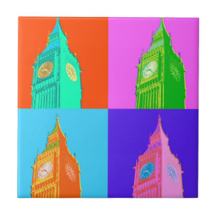 Pop Art Neon Big Ben Tile