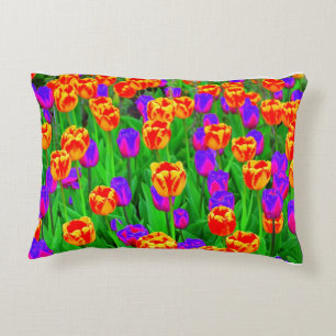 Pop Art Neon Tulips Accent Pillow