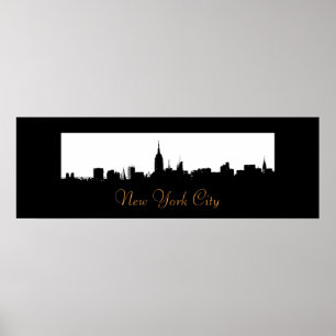 Pop Art New York City Skyline Silhouette Poster