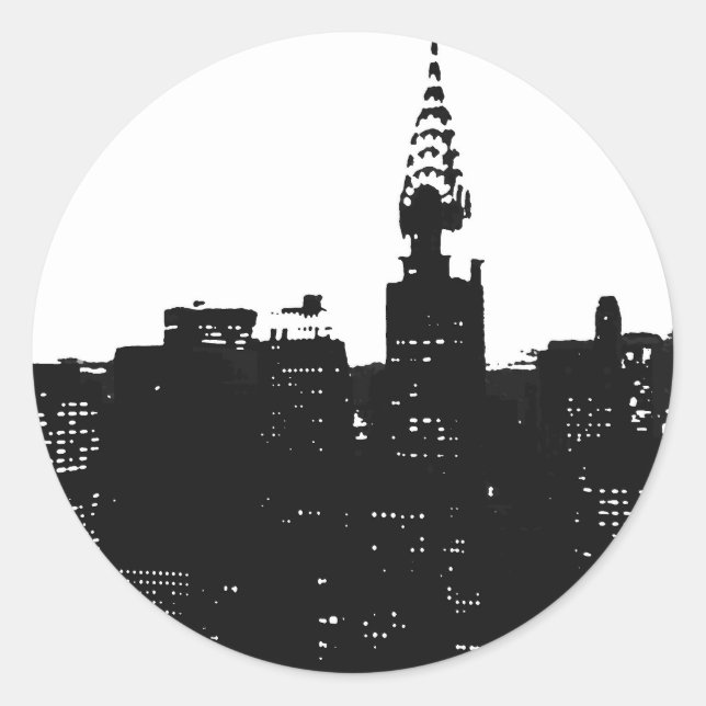 Pop Art New York Silhouette Classic Round Sticker (Front)