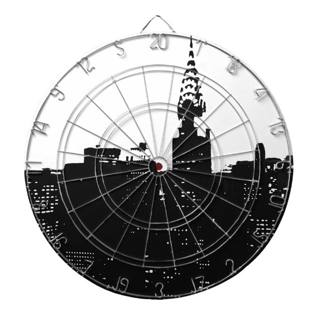 Pop Art New York Silhouette Dartboard (Front)