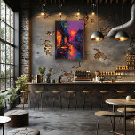 Pop Art: Night Café in Paris Photo Print<br><div class="desc">This charming pop art design captures a nightlife scene in a Parisian café, with warm lights contrasting with the vibrant orange sky. The work of the hotel conveys the magic and charm of a night in Paris, with cobbled streets and coffee tables waiting to be occupied. Perfect for those looking...</div>