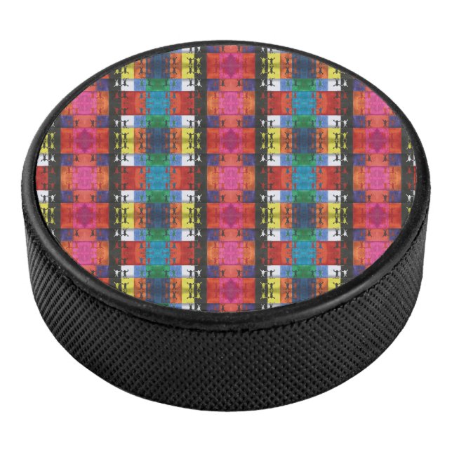 Pop art no.1 by Yeshaya Dank - unity & harmony Hockey Puck (3/4)