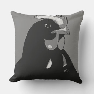 Pop Art noir et blanc Coussin de poulet