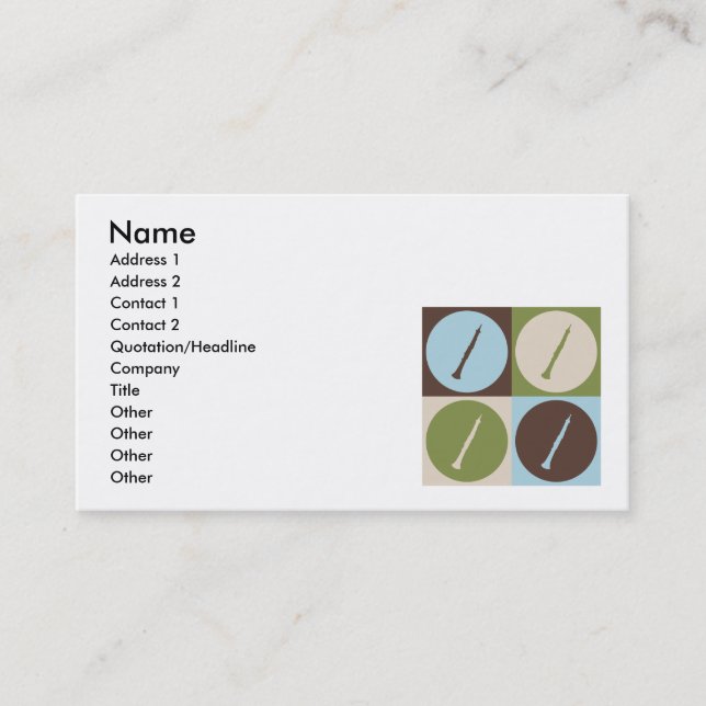 Pop Art Oboe Business Card (Front)