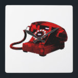 Pop Art Old Desk Telephone Box Square Wallclock<br><div class="desc">Old Retro Telephone Box Pop Art Style Digital Artwork</div>