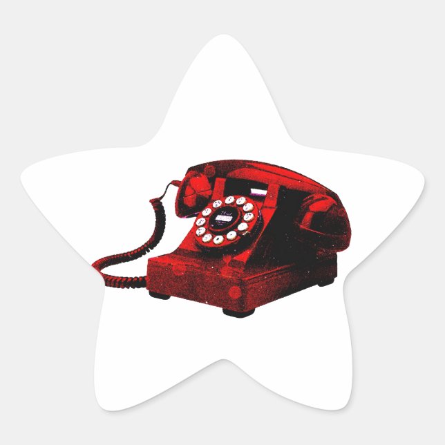 Pop Art Old Desk Telephone Box Star Sticker (Front)