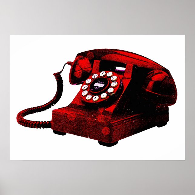Pop Art Old Red Desk Telephone Box Poster (Front)