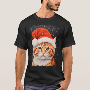 Pop Art Orange Ginger Cat Christmas T-Shirt