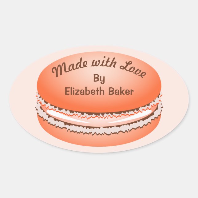 Pop Art Orange Macaron Cookie Personalized Oval Sticker (Front)