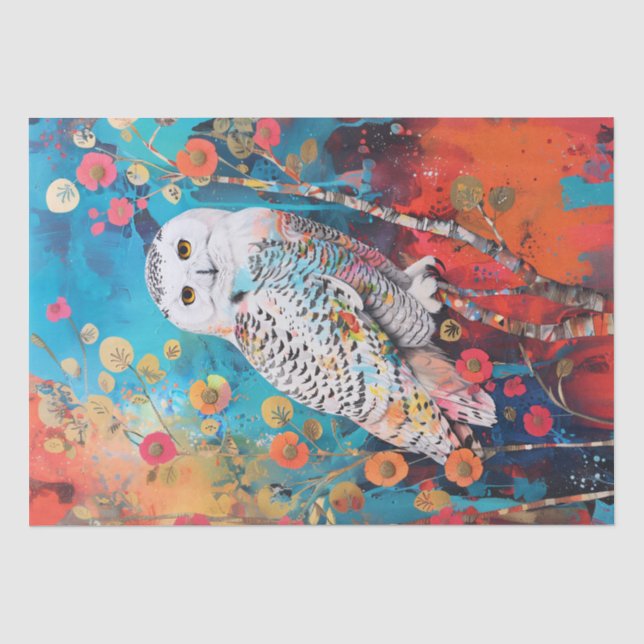 Pop Art Owl Decoupage Tissue Paper (Front)